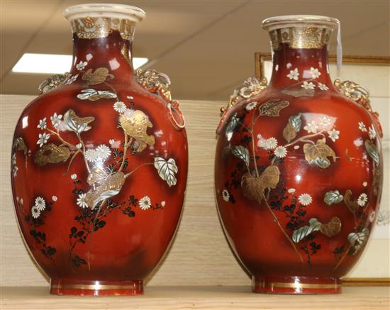 A pair of 19th century Satsuma vases, probably Kinkozan or Taizan height 47cm